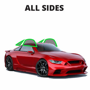red sports car with custom cut film dimension