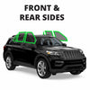 Black SUV with green outlines highlighting all front and rear side windows.