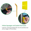 Yellow squeegee and gasket push stick for window film insertion.